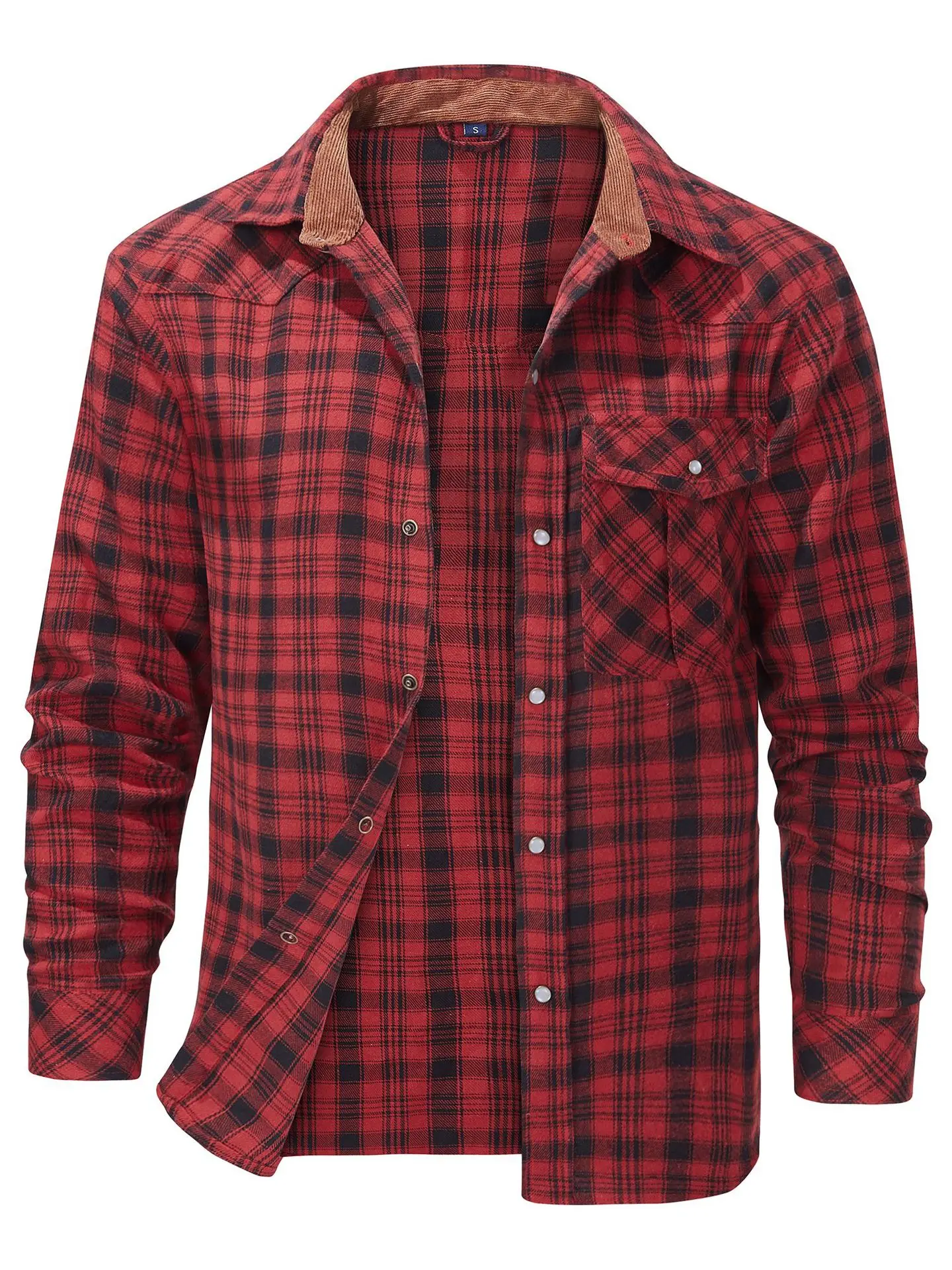 

Spring/Summer 2026 Thin Denim Jacket with Flap Collar and Flannel Plaid Shirt Outerwear US Size