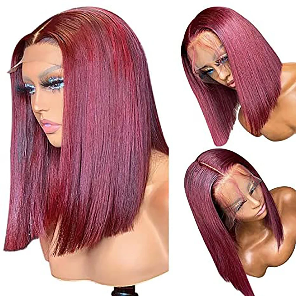 

99j Human Hair Wigs hd Lace Front Wigs 13x5x1 T Part Wigs Short Bob 10inch Human Hair 180% Brazilian Human Hair Bob Wigs