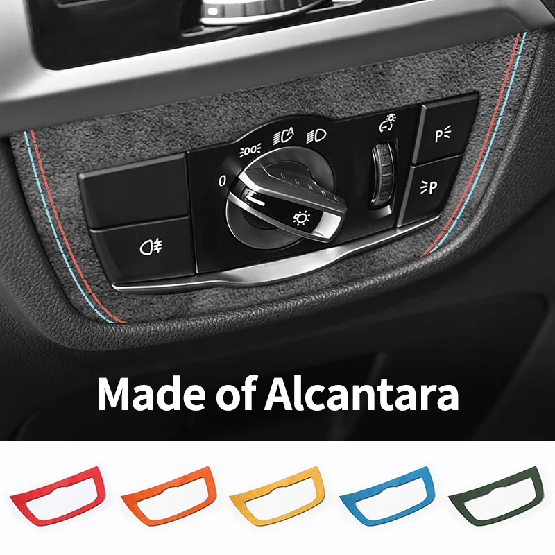 

For BMW X3 G01 X3 G08 X4 G02 Car Headlight Switch Control Panel Trim Frame Sticker Interior Tuning Accessories Made of Alcantara