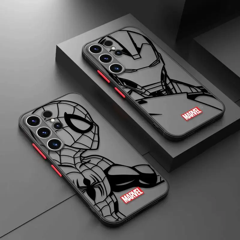 Phone Case for Samsung Note 20 Ultra 10 Plus S23 S22 S21 S20 FE S10E S10 Matte Funda Marvel Spider Man