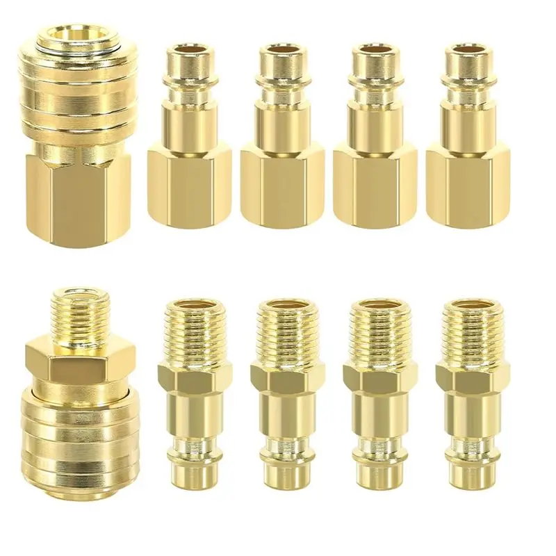 [ABFI!】 10Pcs Compressed Air Coupling 1/4In BSP Quick Coupling Compressed Air Couplings Compressed Air Hose Coupling Compressed