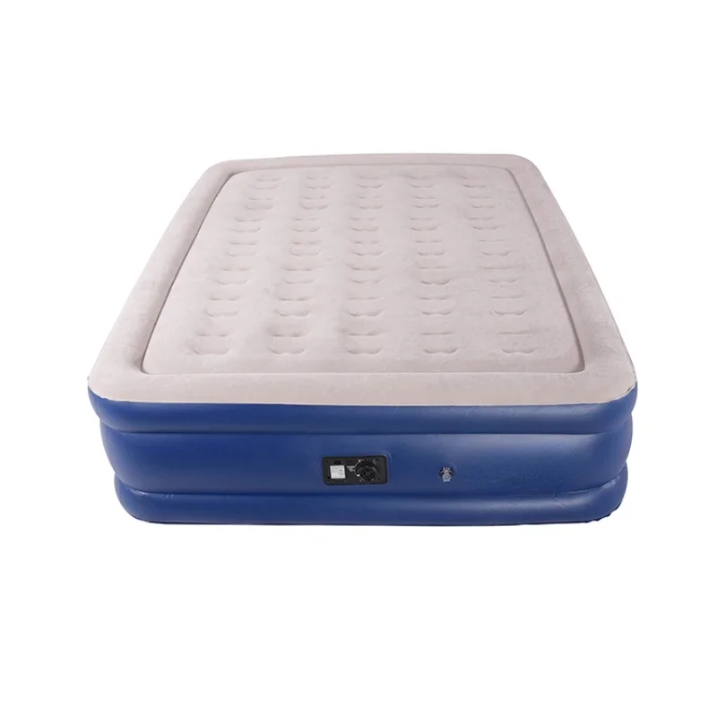 Sunshine Bedroom furniture indoor soft flocking cover double inflatable air bed mattress with built-in air pump
