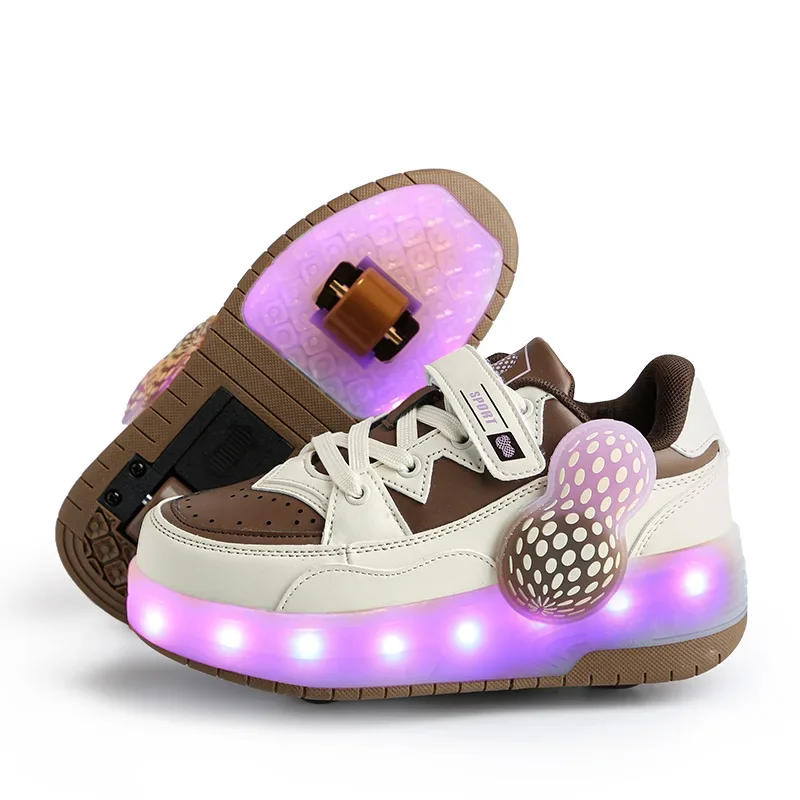 포네라이트 소녀 소년 롤러 신발 LED 라이트업 휠 스니커즈 어린이 롤러 스케이트 신발 어린이 선물 크리스마스