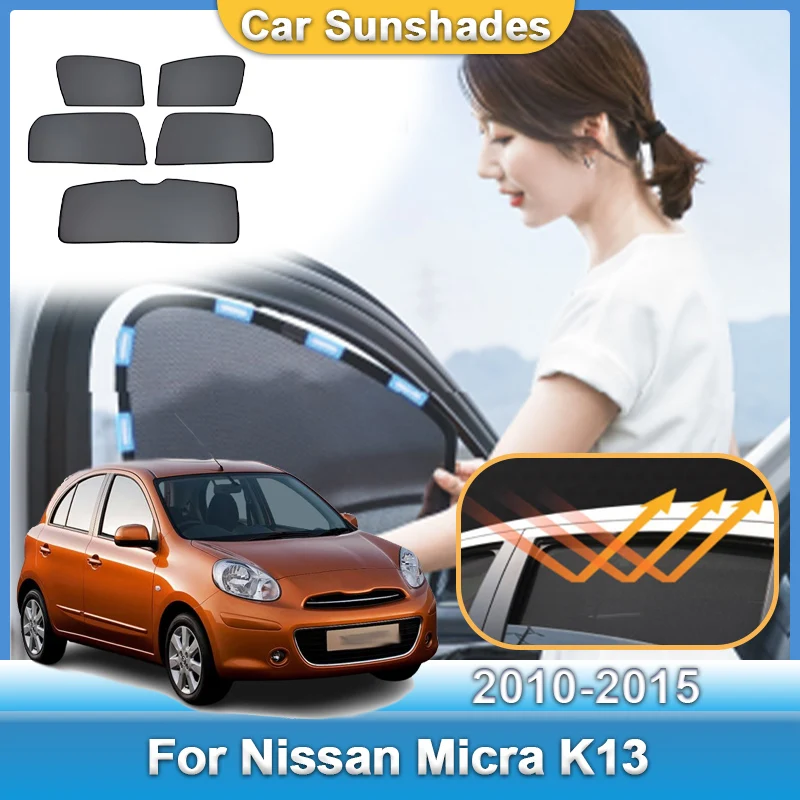 

Автомобильный сетчатый солнцезащитный козырек для Nissan Micra K13 March MK4 2010 ~ 2015 Боковой автоматический солнцезащитный козырек с УФ-защитой Занавеска на лобовое стекло Автомобильные аксессуары
