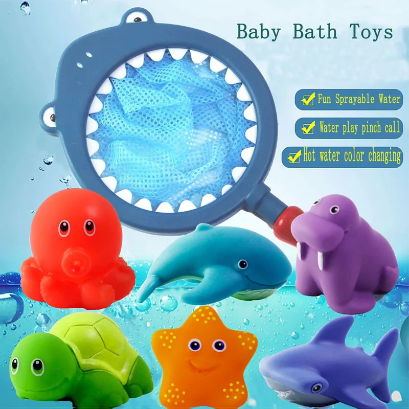 Baby Bath Toys Bathtub Colorful Toys Waterproof Bath Toys for Toddler Infant Boys Girls 0~3years Gift