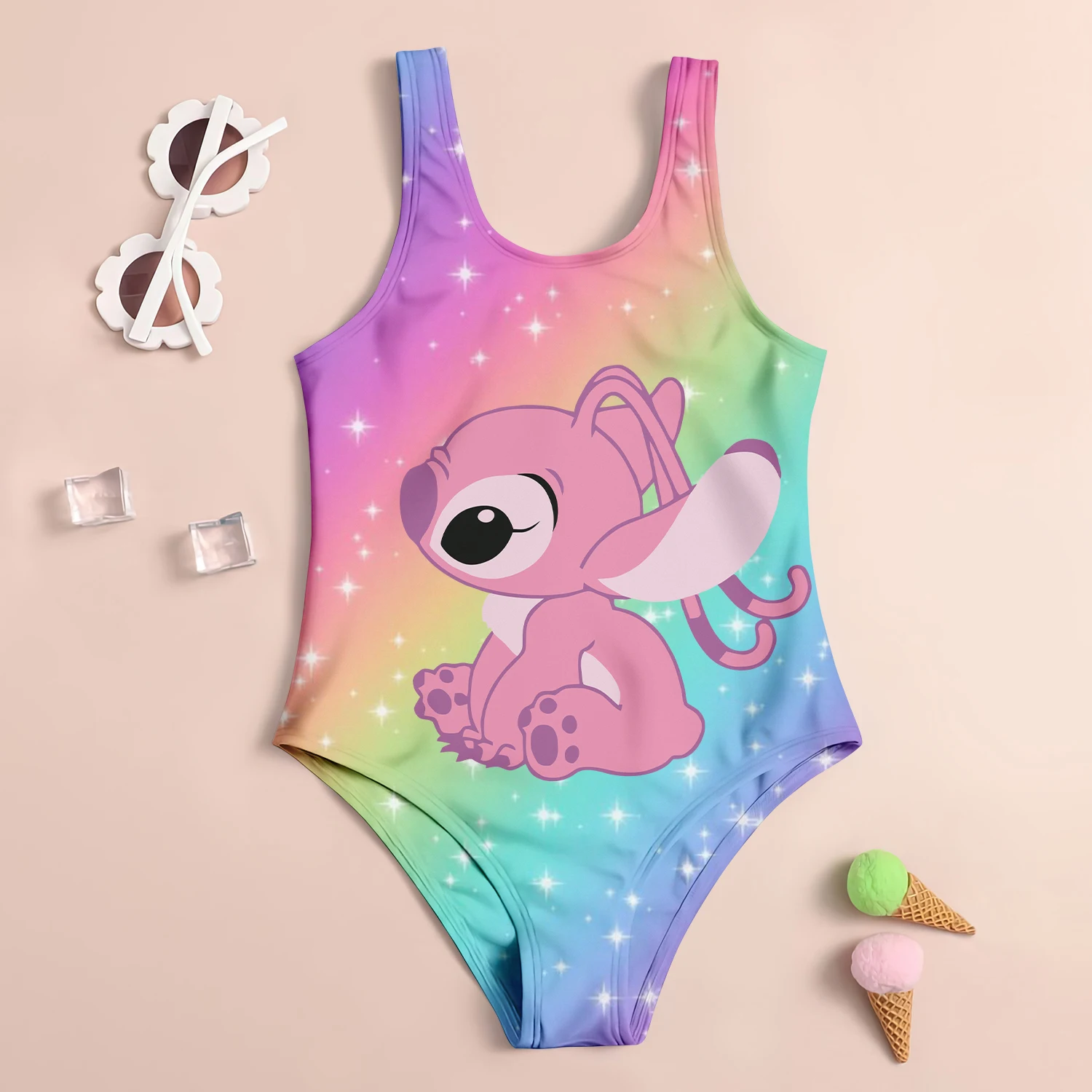 Children\'s Swimsuit Girl Swimwear 2024 Disney Stitch Swimsuit for Kids Sell Like Hot Cakes Beach 4-14 Years Old Baby Swimwears