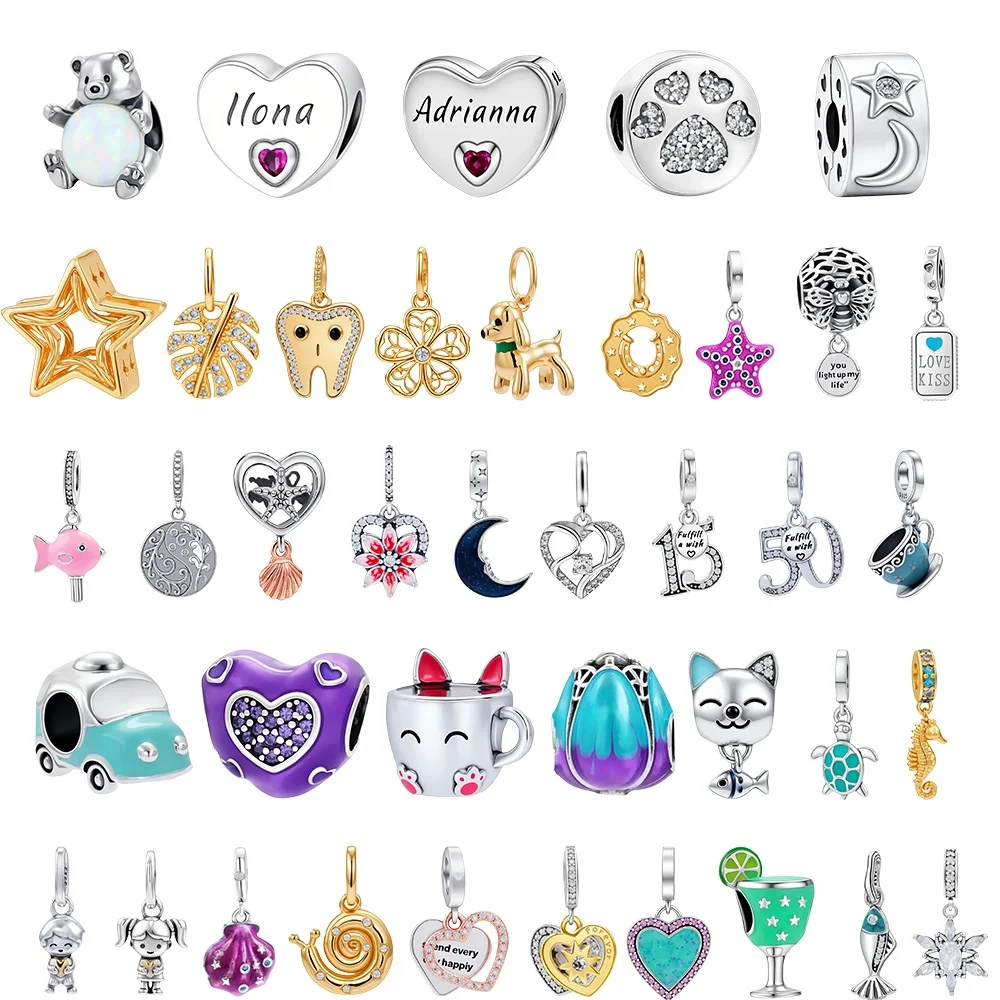 2026 New Hot Sale Original 925 Sterling Silver Car Teacup Tooth Heart Pendant DIY Charms Bracelet Accessories Jewelry Surprise