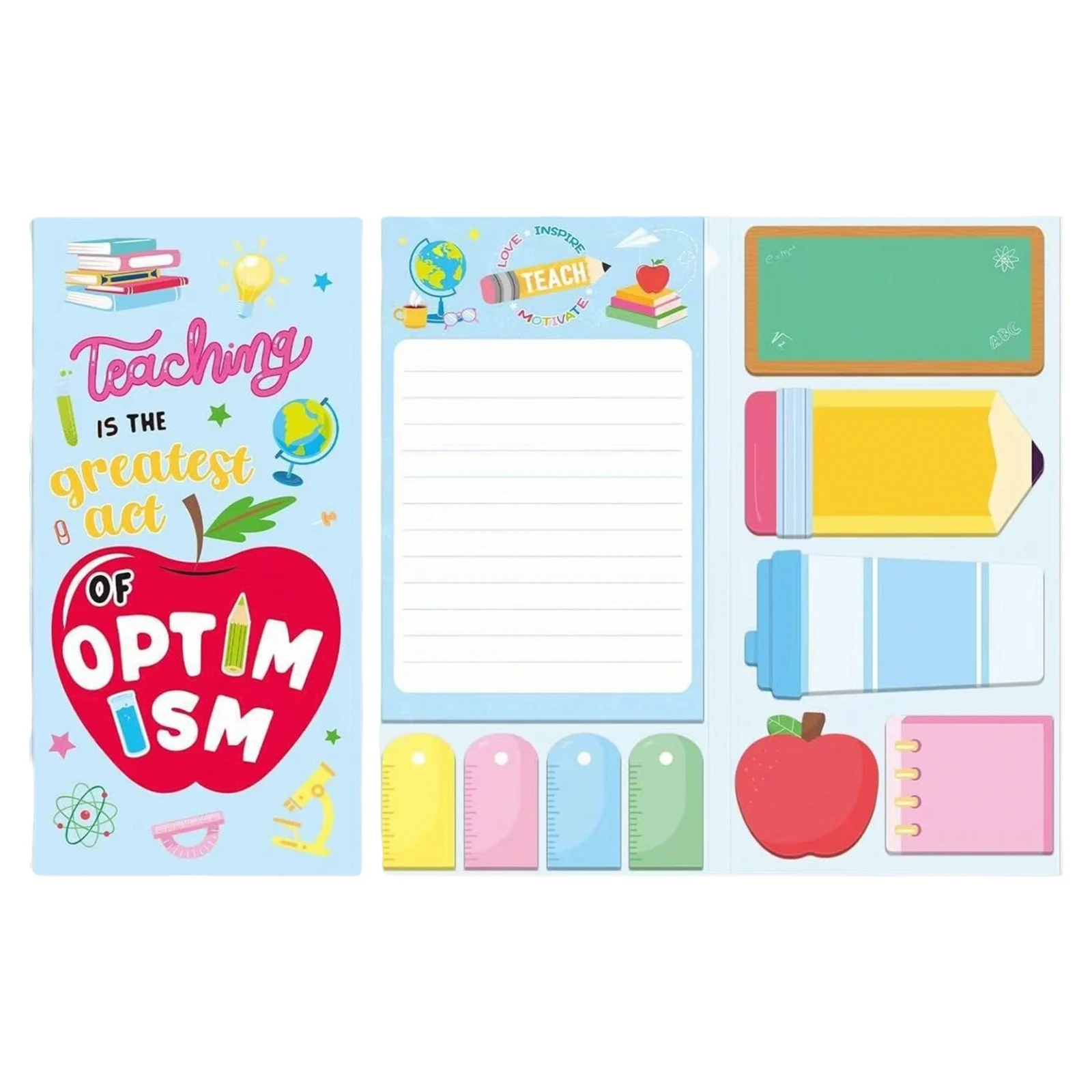 English Teacher Notebook Cute Cartoon Colorful Reusable Sticky Notes Back to School Supplies Comic Style Message Pads