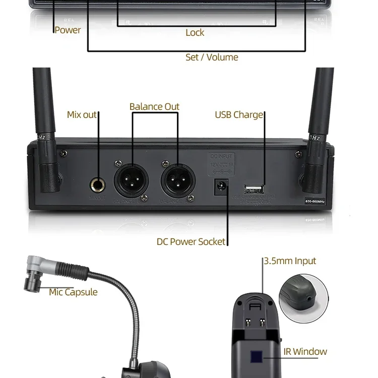 2025 gran oferta RBR d332 micrófono inalámbrico de saxofón digital con función de eco