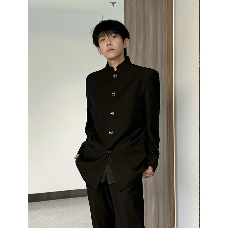 

New Chinese Sle Stand Collar Men's Jaet oulder Padded Spring Autumn Faionable Haome Zhongan Suit Western Wear