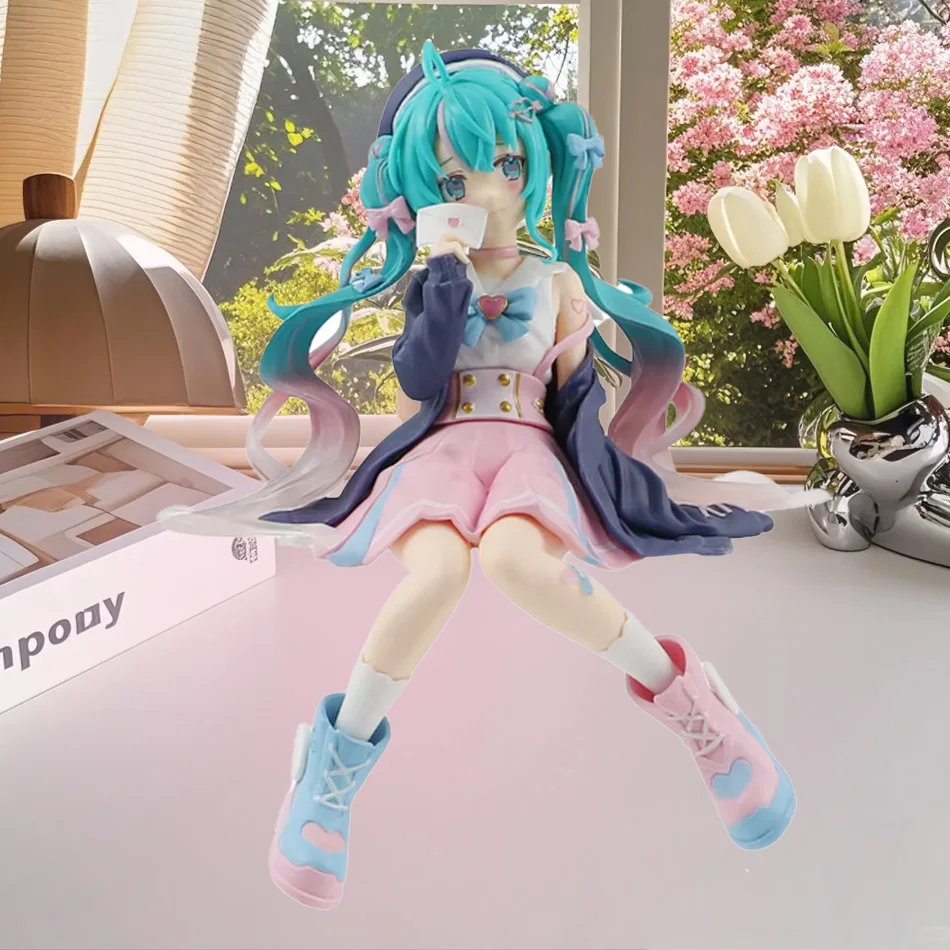 Neue Hatsune Miku Anime-Figur, rosa Sakura, sitzende Pose, PVC-Actionfigur, Modellspielzeug, Dekoration, Sammlerstück, Geschenk