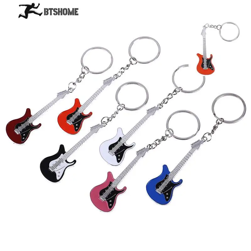 1PC Creative Metal Electric Guitar Mini Keychain Key Chain Key Ring Can Be Given As A Small Gift To Friends