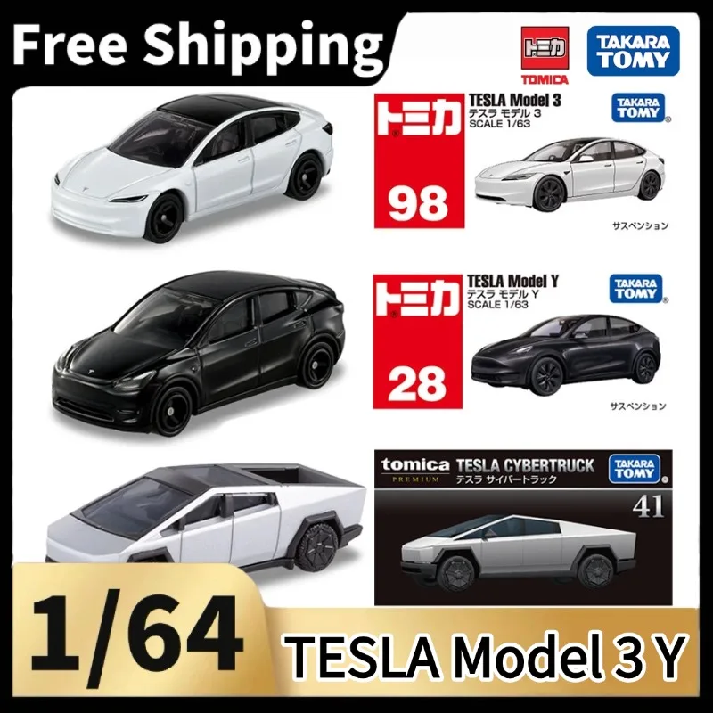 [In Stock] Takara Tomy Tomica 1/64 Diecast Tesla Car Model Collection, Model 3 / Model Y / Cybertruck Alloy Collectible Vehicles