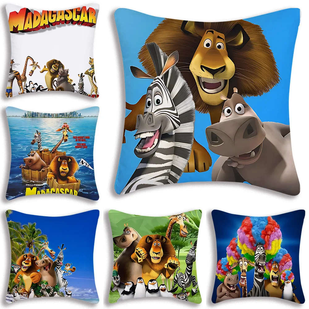 Pillow Covers Disney Beast Kingdom Madagascar Cartoon Sofa Decorative Home Double-sided Printing Short Plush Cute Cushion Cover