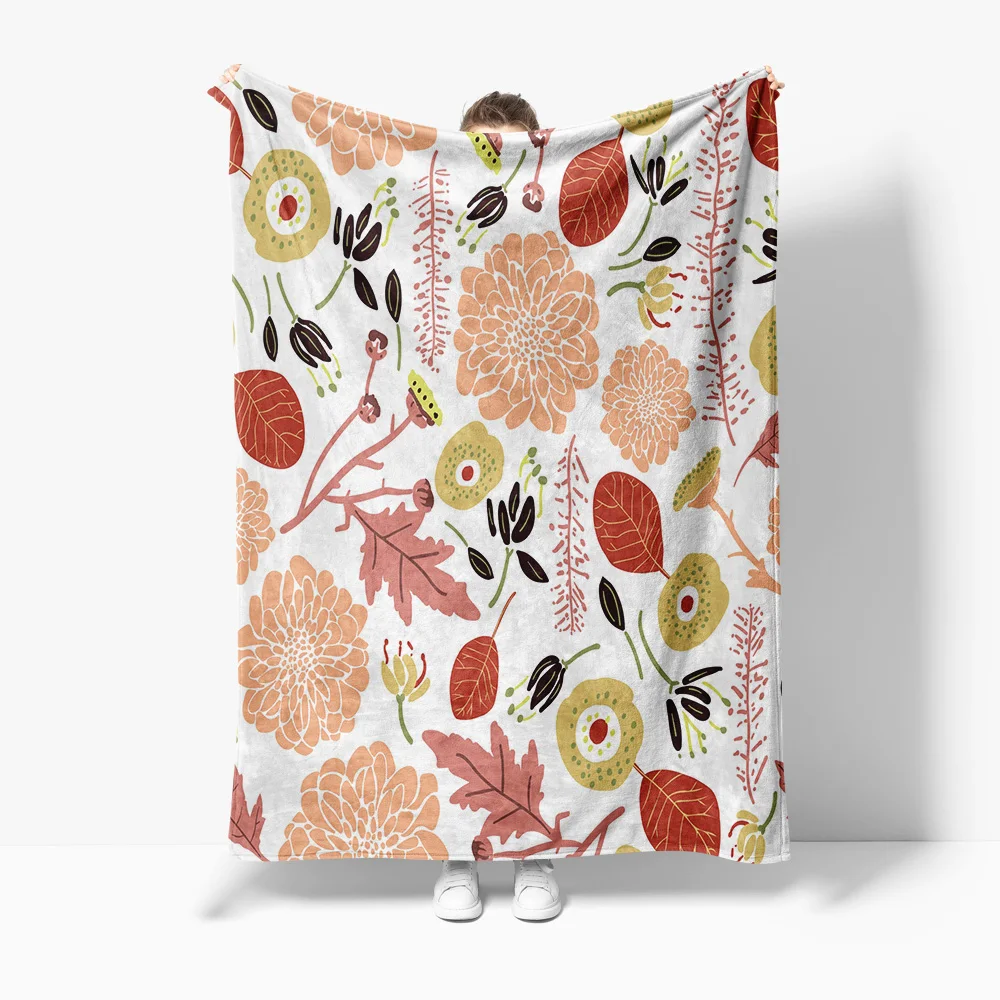 

Cute Floral Pattern Blanket Soft Fleece Throw for Women Girls Autumn Fall Decorative Bed Sofa Blanket
