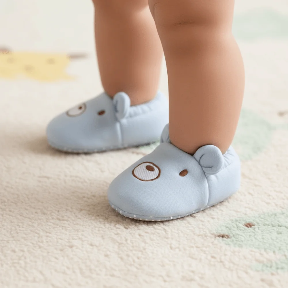Cute Cotton Baby Shoes Animal Pattern Soft Newborn Socks Shoes Anti Slip with Ears Crib Shoes Indoor