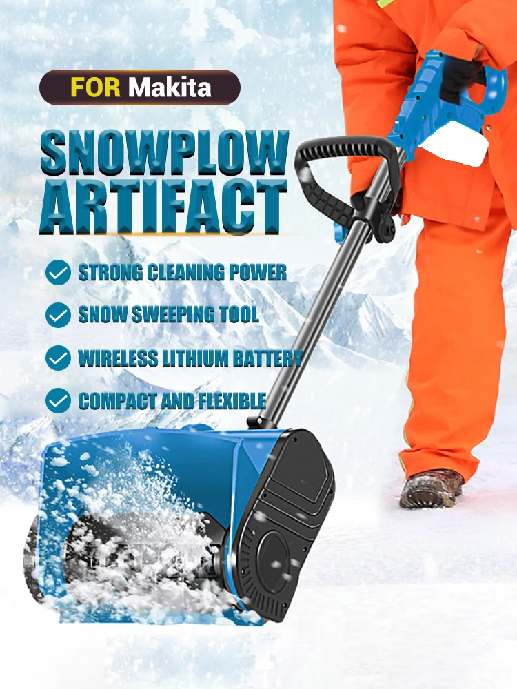 Winter Cordless Electric Snowplow Lithium Electric Snow Sweeper Cordless Snow Shovel For Makita Battery 21V( Not include)