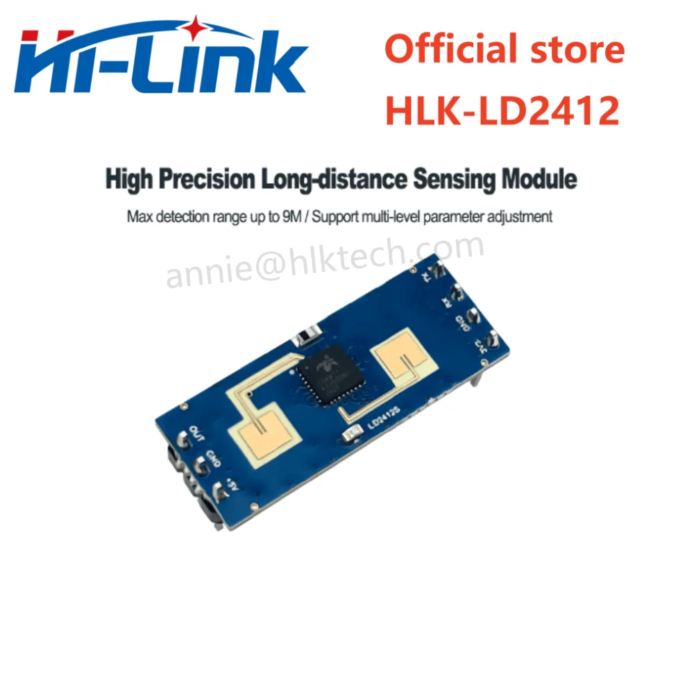 Hilink New HLK-LD2412 24GHz Human Presence Sensing Module Sensor Millimeter wave radar wide Angle detection 9m ±75° Smart Home