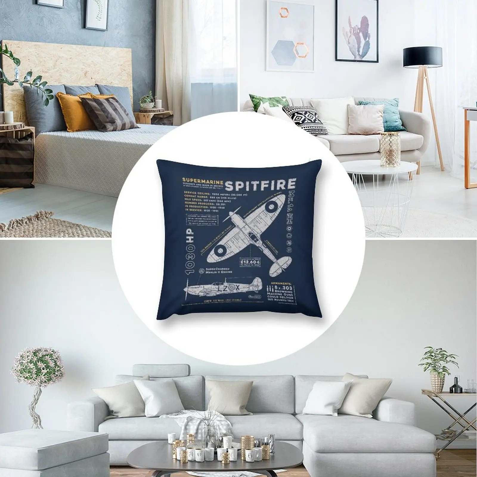 Spitfire penutup bantal lempar untuk tempat tidur sofa sarung bantal Anime bantal