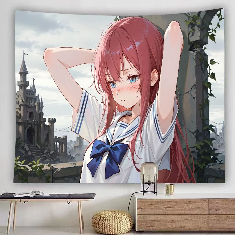 VIKAMA Cyber Tech Anime Boy Tapestry Futuristic Robot Lab Neon Circuit Wall Hanging Cool Gaming Bedroom Dorm Decor Cloth