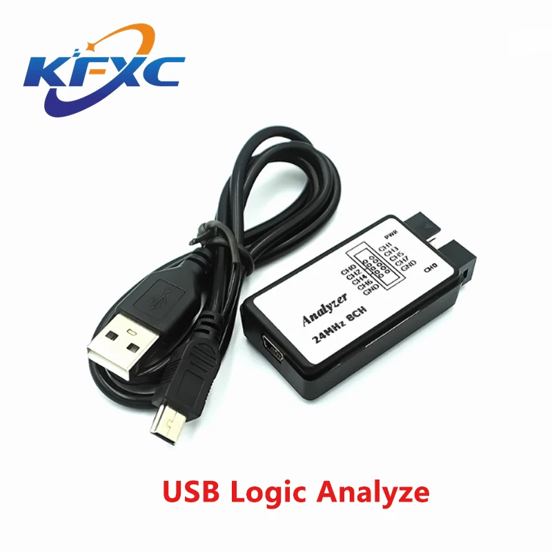 Logic Analyzer 24MHz Logic Analyzer Device USB Logic Analyzer Device Set Mini Digital Pocket Size 8 Channel Input Memory 24MHz