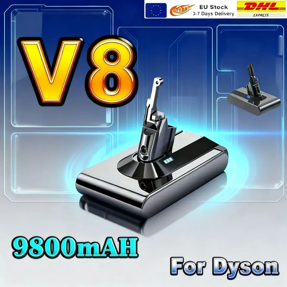 Batterie au lithium rechargeable portable 9800mAh 21.6V pour aspirateur sans fil Dyson V8 Absolute Fluffy Animal, batterie de rechange