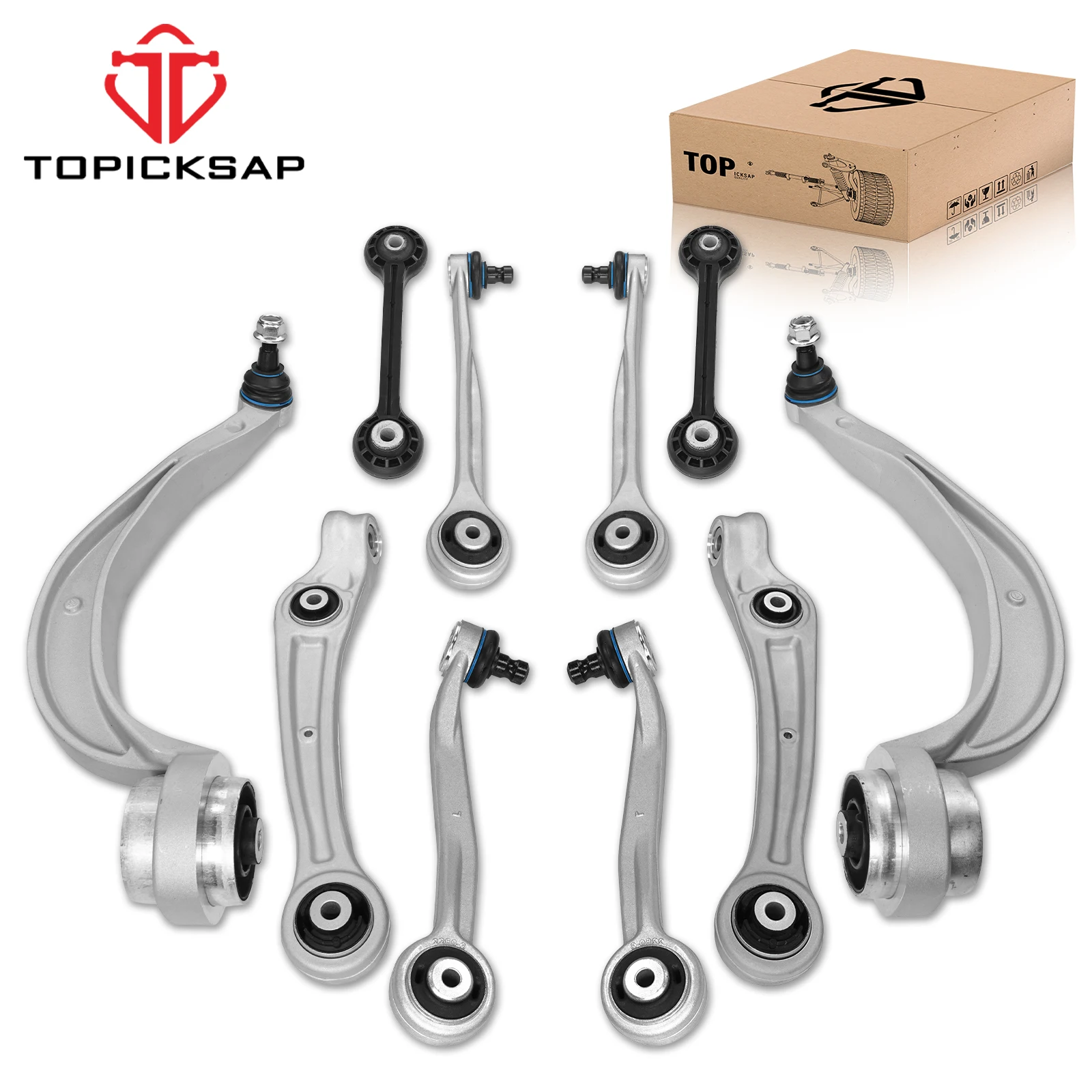TOPICKSAP 10Pcs Front Upper/Lower Control Arm & Stabilizer Link Kit for Audi A4/A5/S4/Q5 Quattro 2011-2012 Suspension 8K0407151B