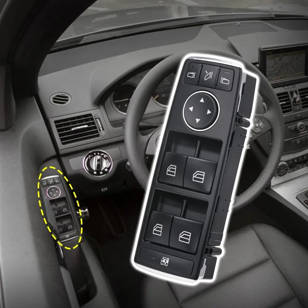 مفتاح نافذة الطاقة الرئيسي زر الجانب الأمامي للسائق لبنز C230 C300 E350 E63 W212 E-Class W204 C117 G500 G550 C2 A2049055402 #5