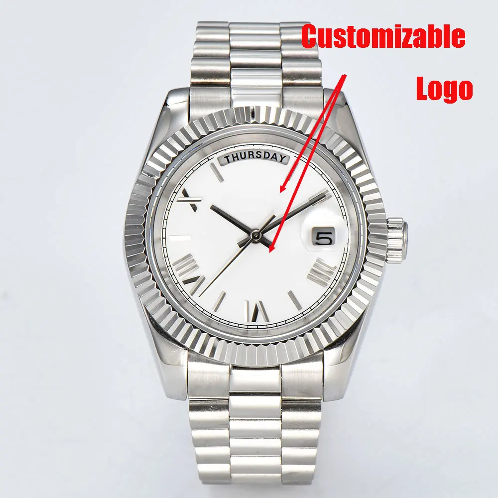 Reloj para hombre de 36mm/39mm, reloj mecánico automático con movimiento Miyota8285, logotipo personalizable, reloj de pulsera resistente al agua con cristal de zafiro