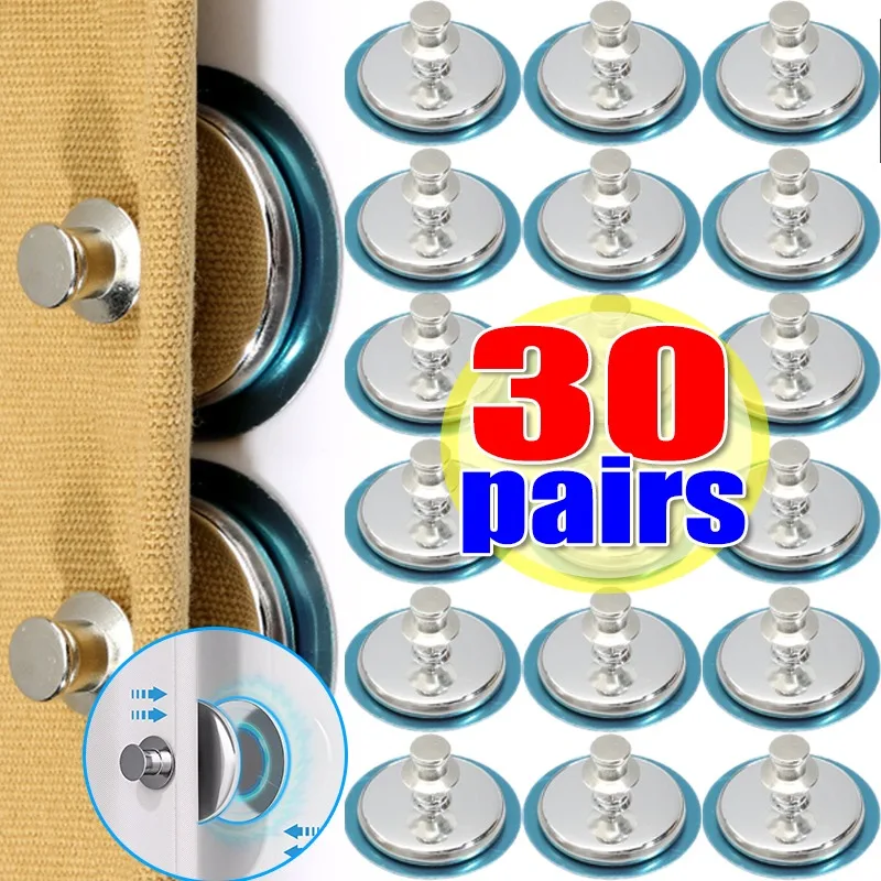 2/60pcs Detachable Fastener Magnetic Closure Curtain Clips Wall Mounted Magnet Buckle for Shower Curtain & Window Screen Fixing