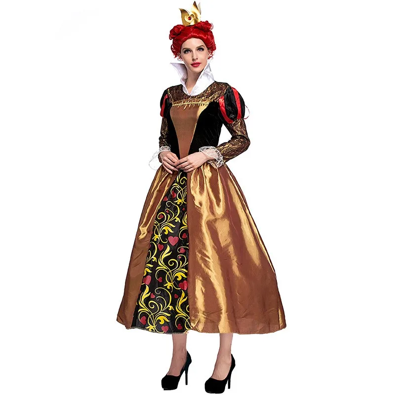 أزياء الهالوين التأثيرية على شكل قلب الملكة أداء عتيق أليس في بلاد العجائب دور الملكة على شكل قلب أحمر