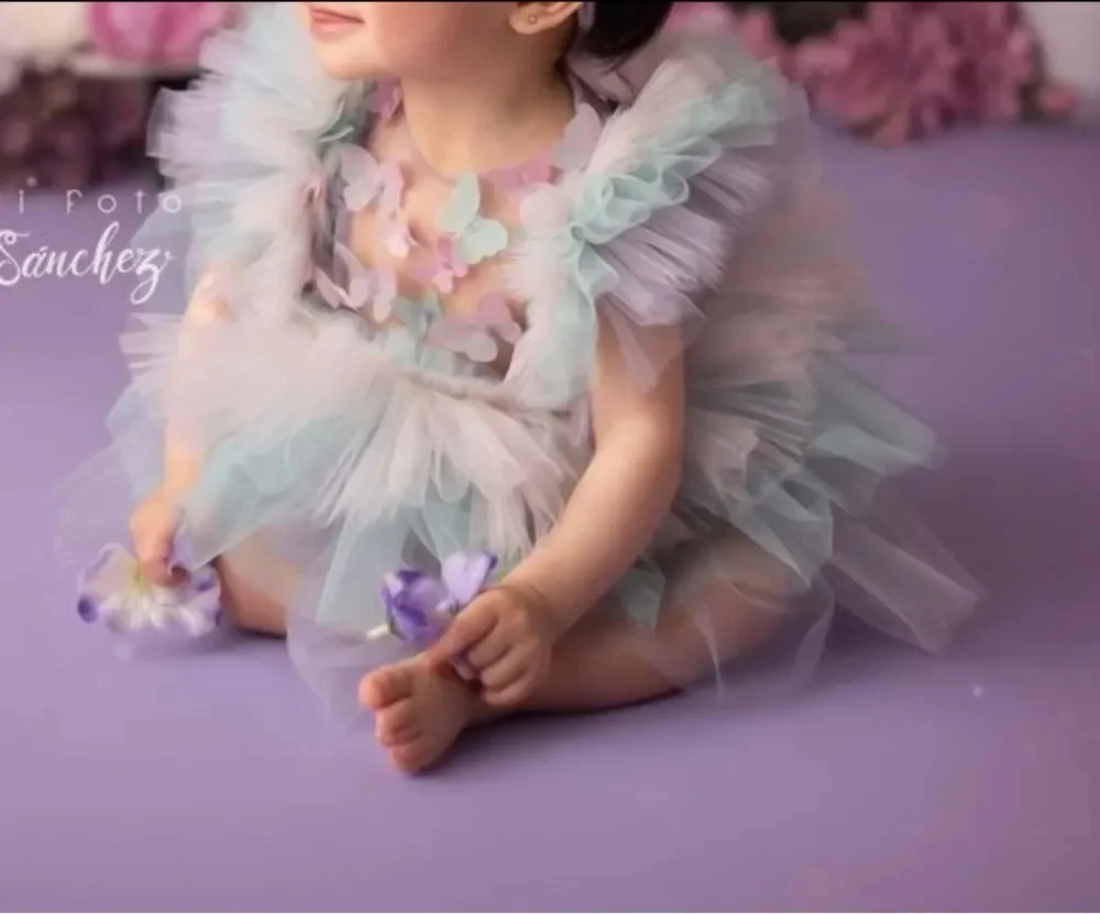 Robe de Rhen tulle rose pour enfants, robes de demoiselle d'honneur pour mariage, plissé à plusieurs niveaux, fête d'anniversaire, robes d'été pour enfants, quel que soit le col en V