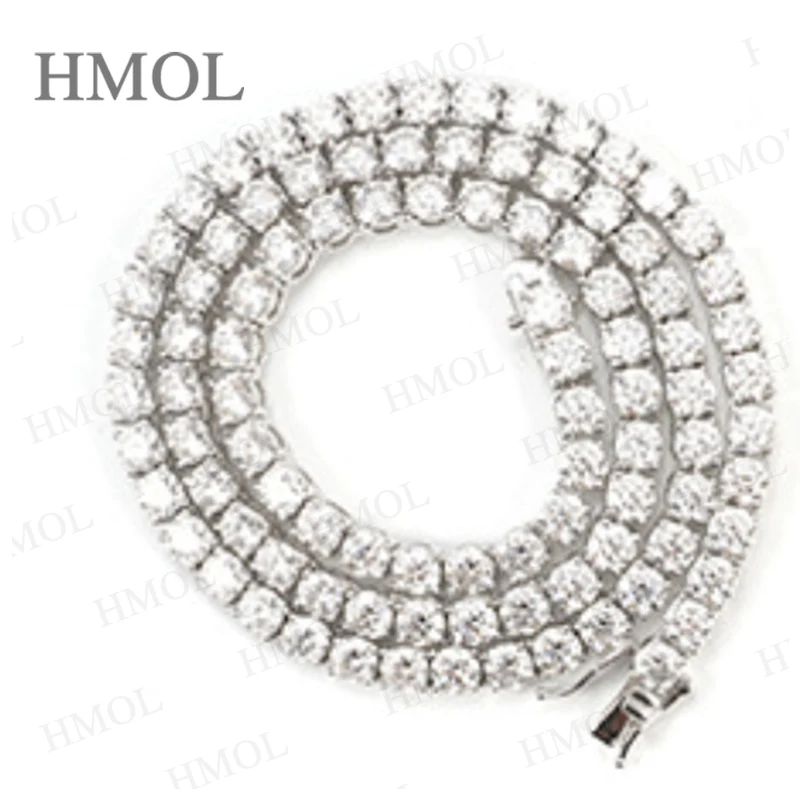 Moissanite Women Men Tennis Chain Necklace 2-6.5mm Original 925 Sterling Silver Gold Hippop Best Seller For Jewelry Anniversary