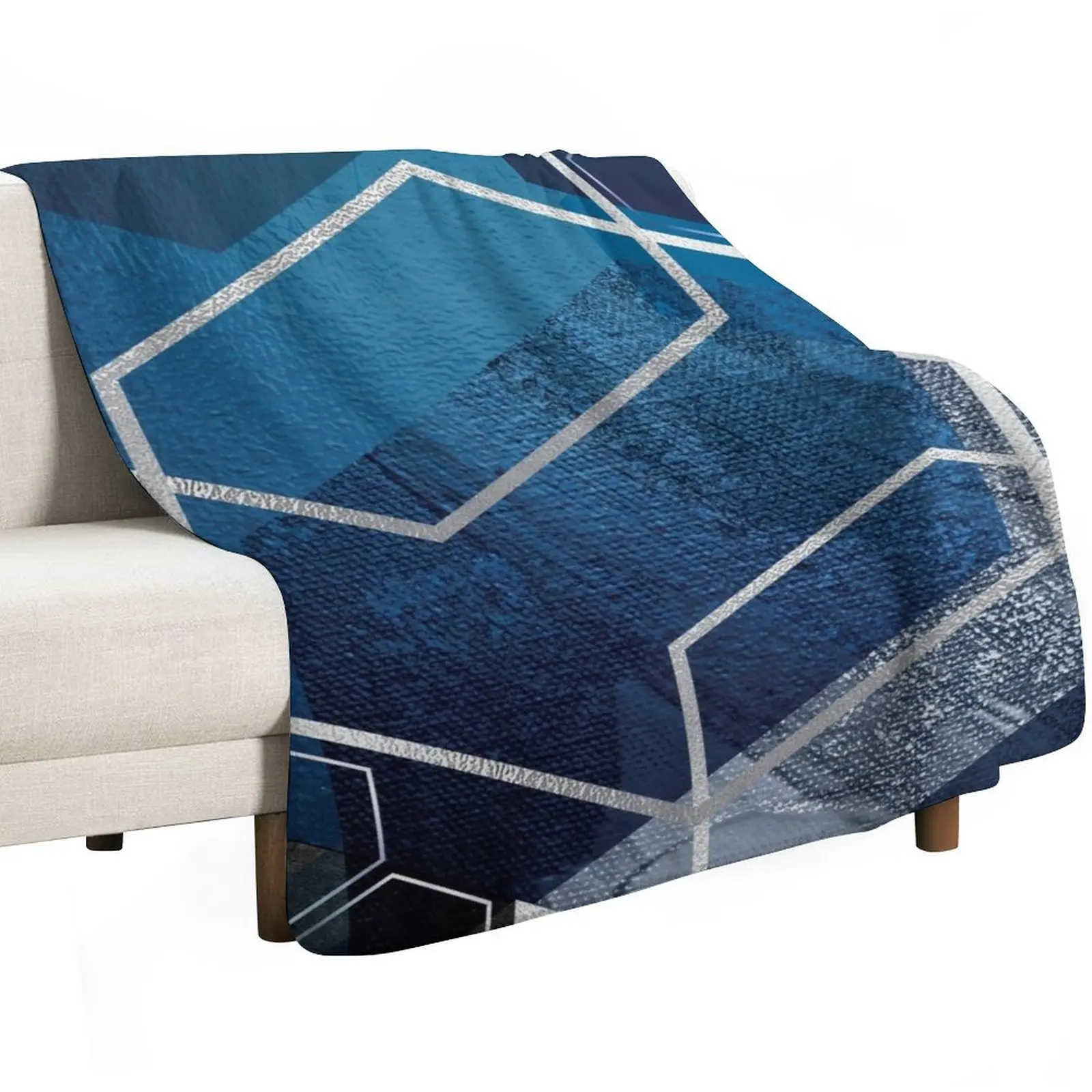 Blue Hexagonal Geometric Throw Blanket Quilt sofa bed Blankets For Baby Personalized Gift Luxury Throw Designers Blankets