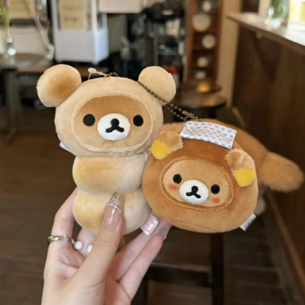 Rilakkuma خبز على البخار حقيبة قطيفة قلادة استرخاء دمية دب Kawaii صديقة هدية دمية محيطية هدية عيد ميلاد