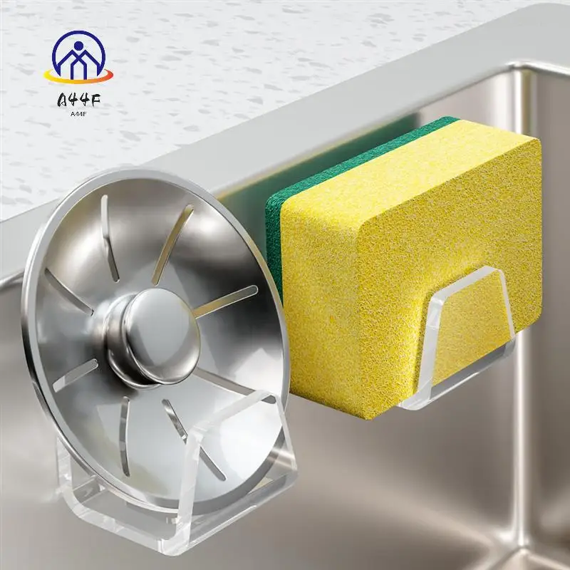 

A44F-Clear Acrylic Kitchen Sink Sponge Holders 2PCS For Sponges, Dishcloths & More - Sleek Modern Look No-Drill Design