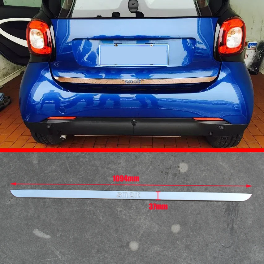 For Benz Smart Fortwo 2014 2015 2016 2017 Stainless Steel Rear Trunk Lid below Cover Trim Car Accessories Stickers