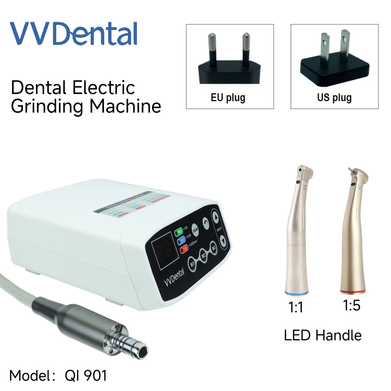 VVDental Led Internal Spray Brushless Micro Motor Low Speed Electric Grinding Unit With Water Spray Function Used For Dental