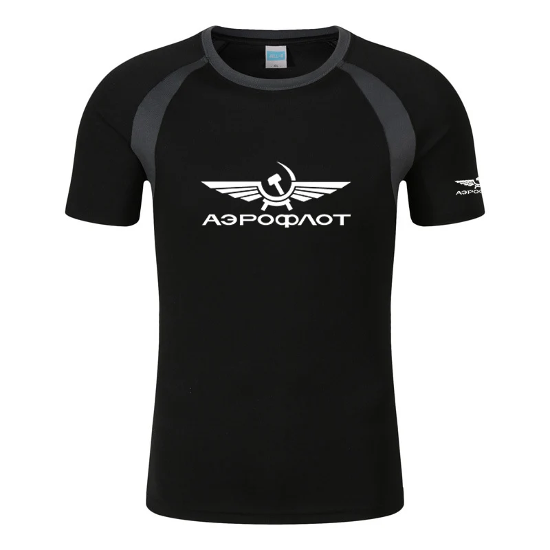 2023 Aeroflot Aviation Russe Pilote Aerospace Summer Men's CCCP Cotton Breathable Short Sleeved Casual Popular Solid Color Tops