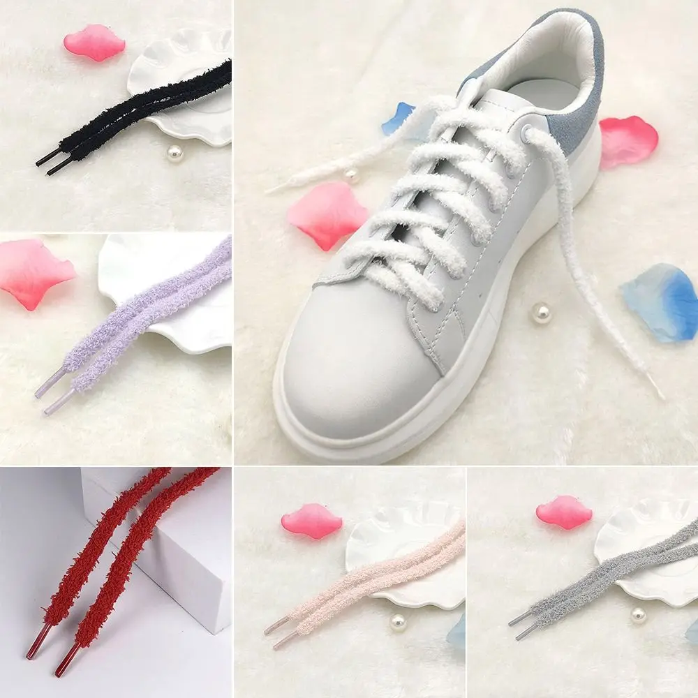 3Pair New Cute Hairy Soft Pink White Black Shoelace 120cm Women Men High-top Canvas Flat Shoes Laces Accessories