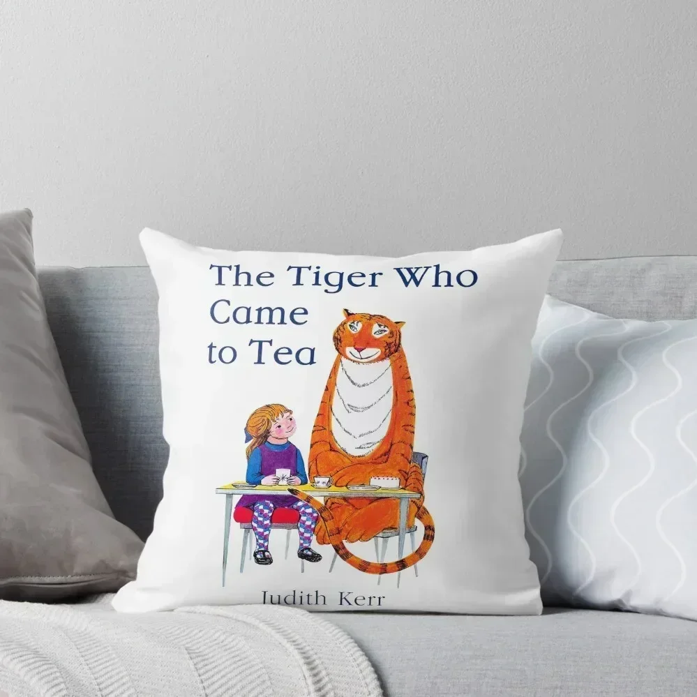 

The Tiger Who Came To Tea classic vintage cover illustration Throw Pillow Sitting Cushion covers for pillows pillow