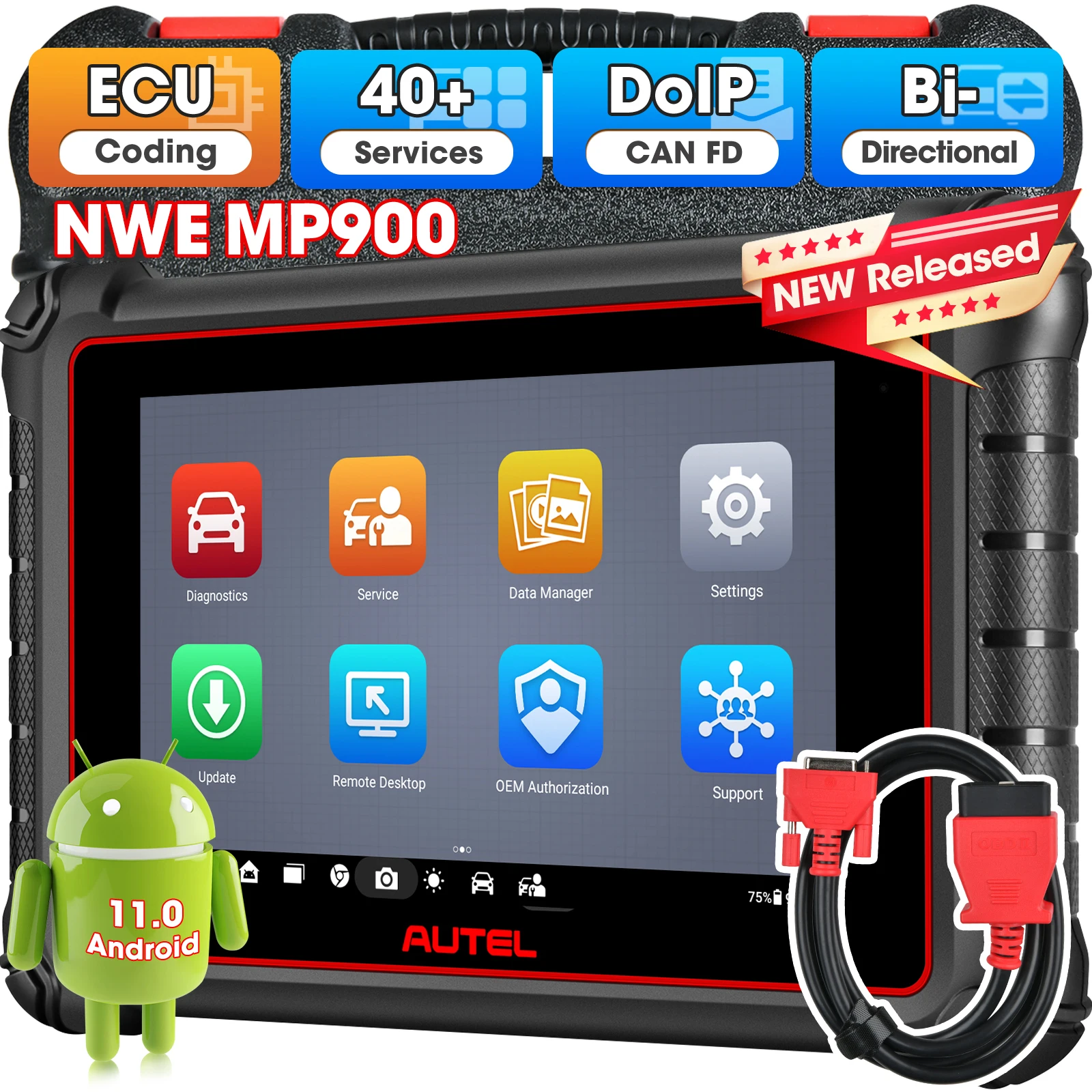 

Autel MaxiPRO MP900 MP900E Car Diagnostics Tools ECU Coding OBD2 Scanner CAN FD/DoIP Pre&Post Scan Upgraded of MP808BTPro MK900