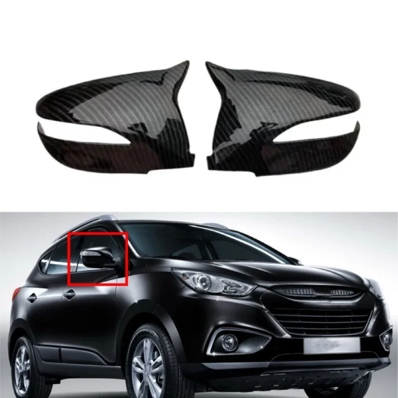 Car Rearview Side Mirror Cover Fit For Hyundai IX35 2011-2015 Wing Cap Exterior Sticker Door Back View Case Trim Carbon Fiber