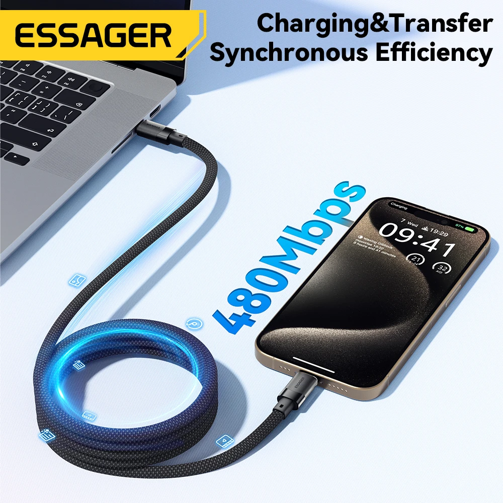 Essager Magnetic Suction Anti Winding 100W USB C To USB Type C PD Fast Charging Cable For iPhone16 15 MacBook Samsung QC4.0 Cord