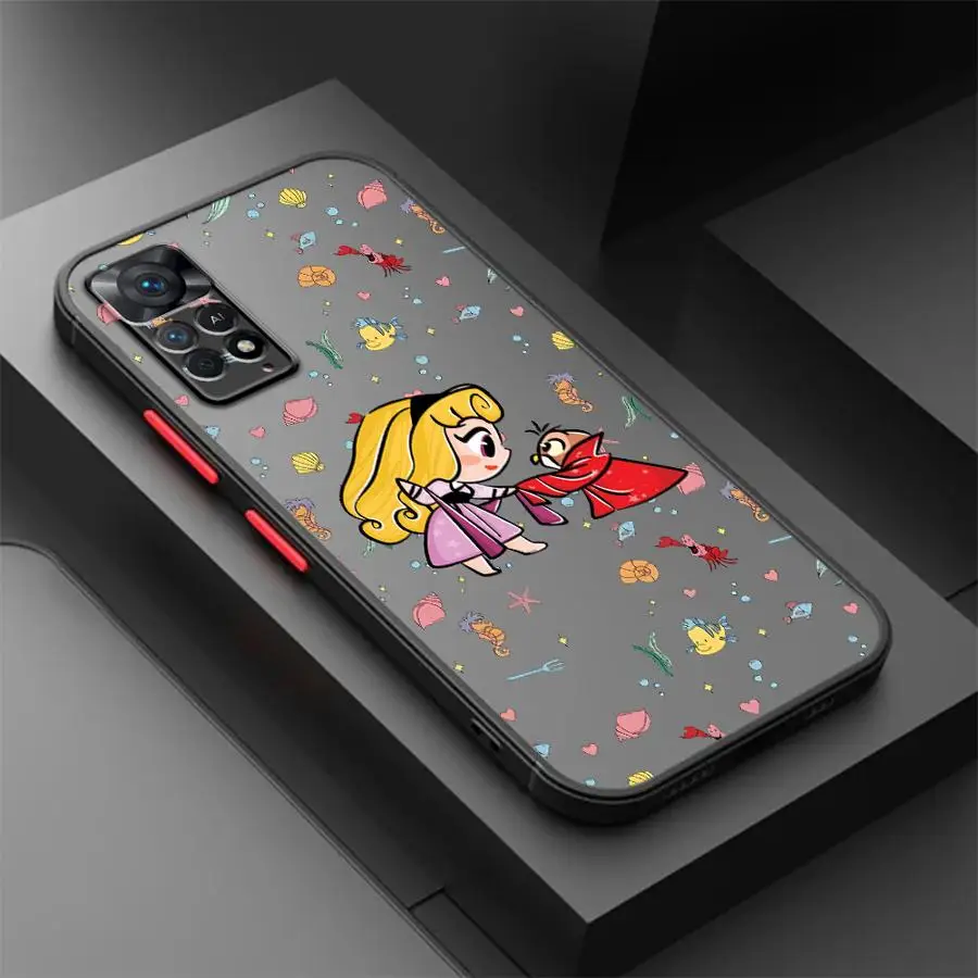 Disney Cute Little Princess Phone Case for Xiaomi Redmi Note 12 11 Pro 9S 13Pro Plus 9 10 5G 11S 10Lite 12S Frosted Funda Cover