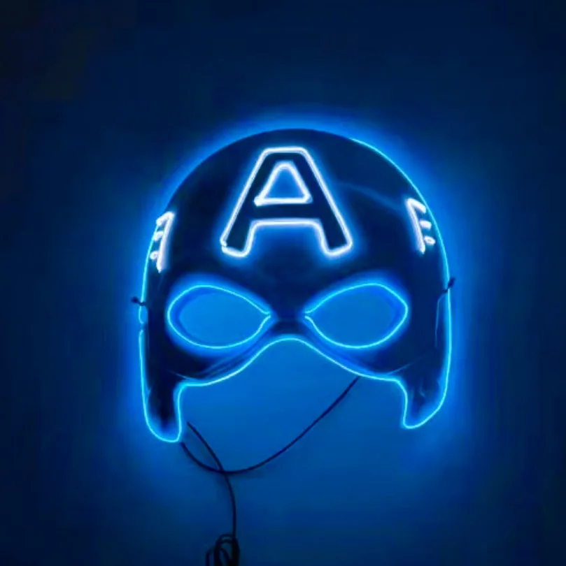 Nowa Maska Spider-Mana Świecąca w Ciemności Maska Iron Mana Kapitana Ameryki Halloween Cosplay Pełnotwarzowa Maska LED Świąteczny Prezent Nakrycie Głowy