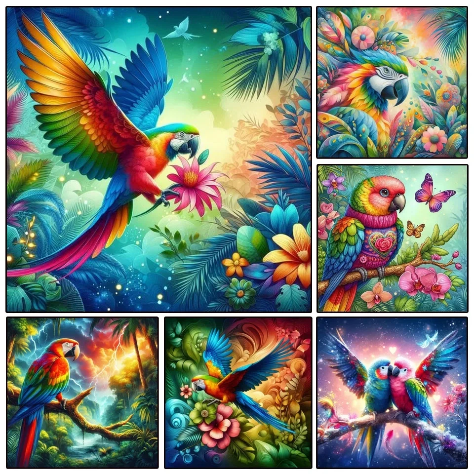 Animal Diamond Painting Parrot Full Square Round Mosaic Flower New Collection 5D DIY Home Decorative Rhinestone Pictures