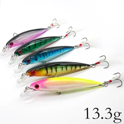 Aorace 5pcs/box Laser 3D Eyes Bionic Minnow Fishing Lure Hard Bait with Feather Treble Hooks for Maximum Catch
