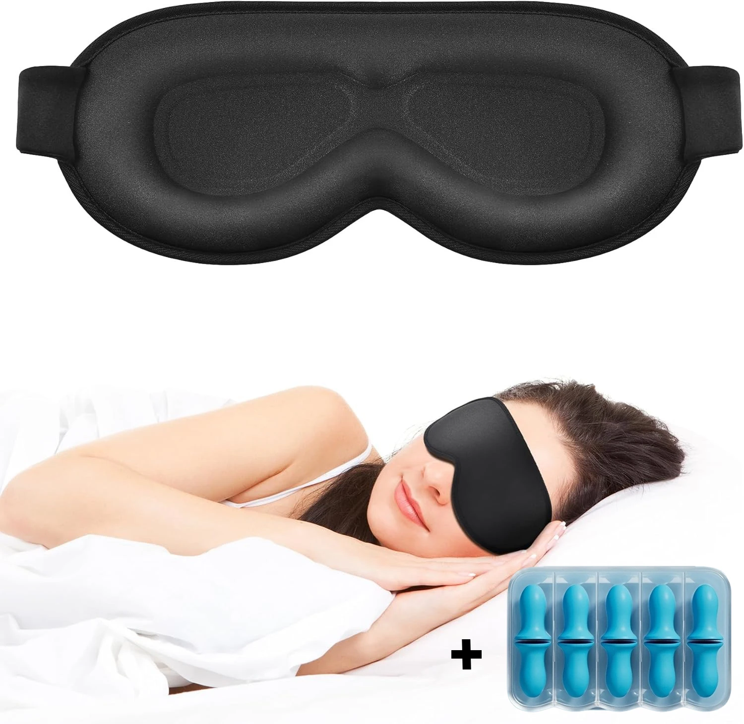 

Маска для сна для женщин и мужчин, маска для глаз для сна, блокирующая свет, мягкая дышащая маска для сна с затычкой для ушей для сна