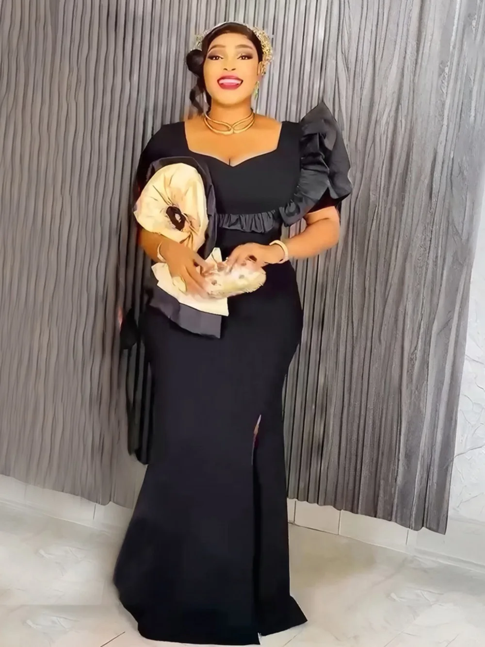 Plus size vestidos de festa africanos para as mulheres 2025 nova moda verão chiffon vestido de noite roupas elegantes muçulmano maxi vestido longo